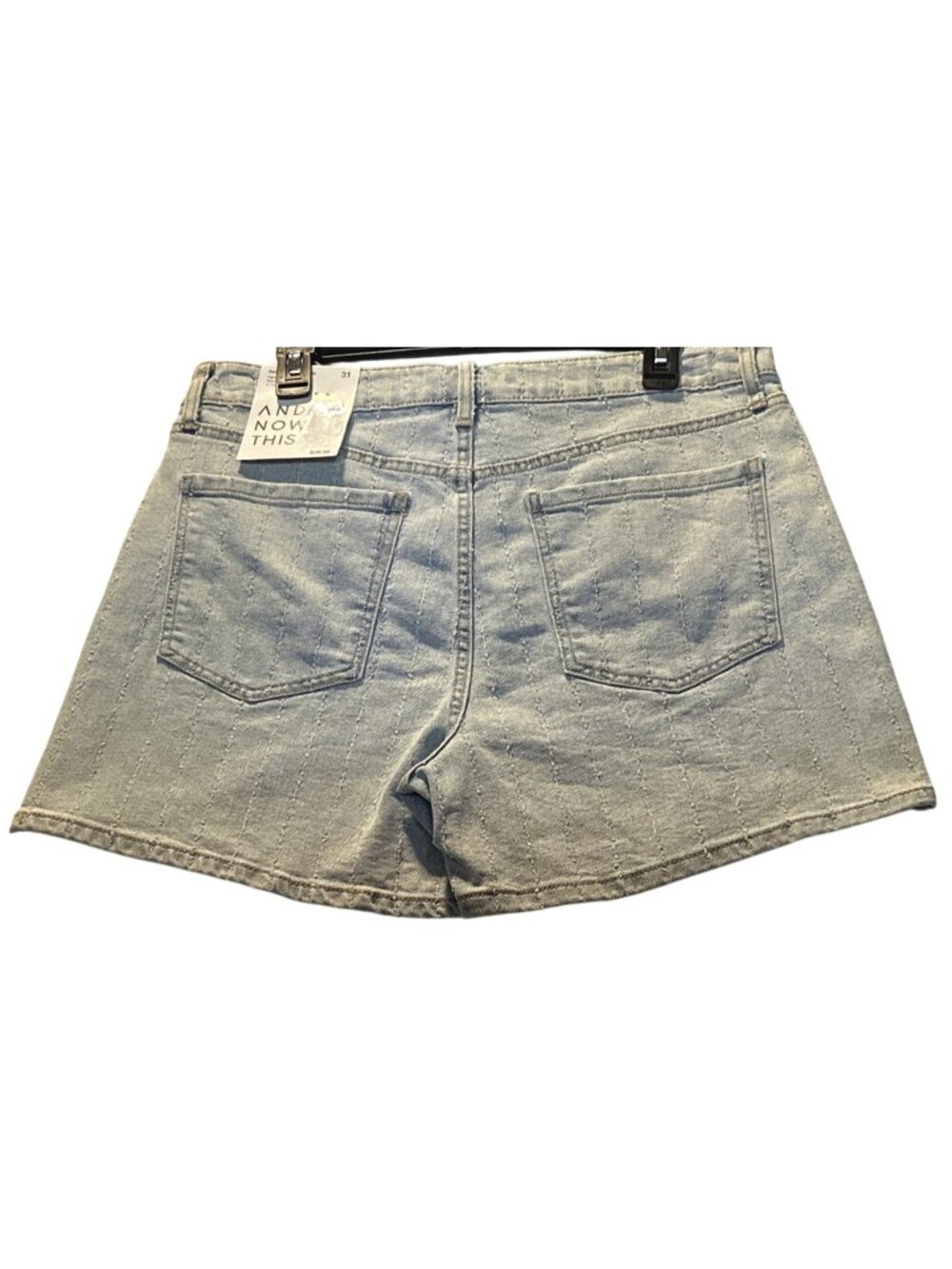 And Now This Womens Size 31 Relaxed Fit Bermuda Light Wash Striped Denim - Picture 2 of 13